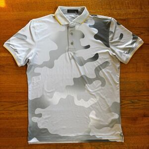 G/FORE Mens Camo Performance Golf Polo Shirt Grey White Yellow Size M